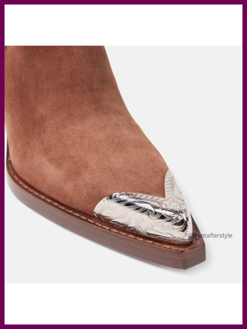 Suede Western Cowboy Boots Pointed Toe Block Heel Ankle Booties - Picture 5 of 6